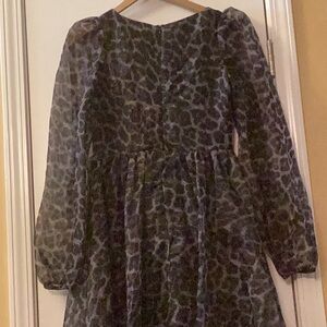 Animal Print Sheer A-Line Dress Full Lining. Size XS